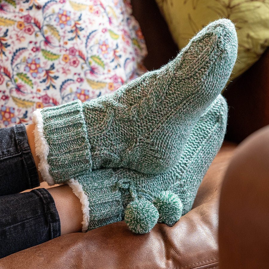 Cable Knit Slipper Socks - 20160 - Uneeka